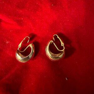 Gold-Tone Sculptural Clip-On Hoop Earrings